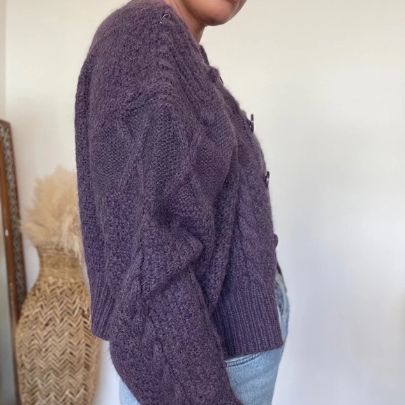 Purple Fuzzy Pom Pom Cardigan - New - Picture 4 of 6